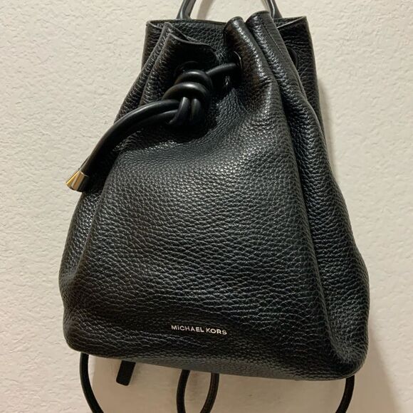 Michael Kors Handbag Purse Dalia Drawstring Pebbled Leather Black main image 9